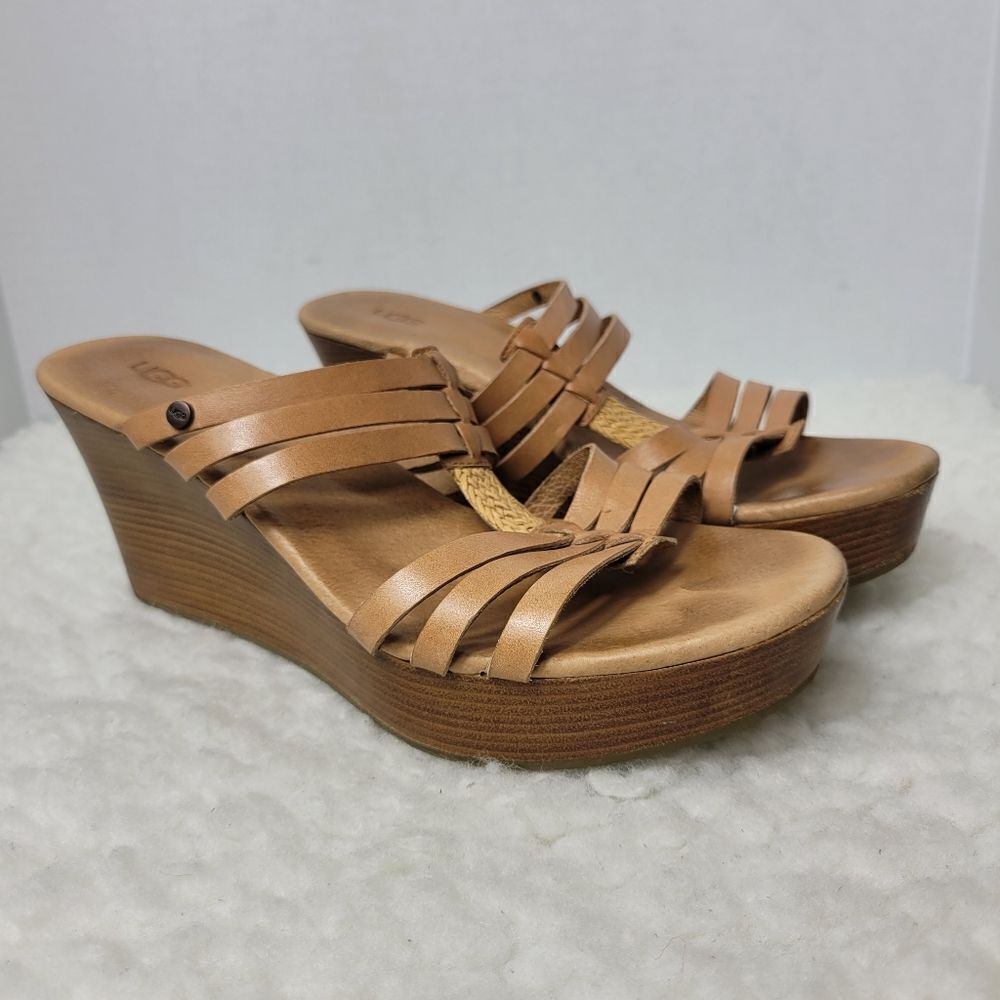 UGG Mattie Women's Shoes Size 8 Brown Woven Le Wedge Platform Sandal